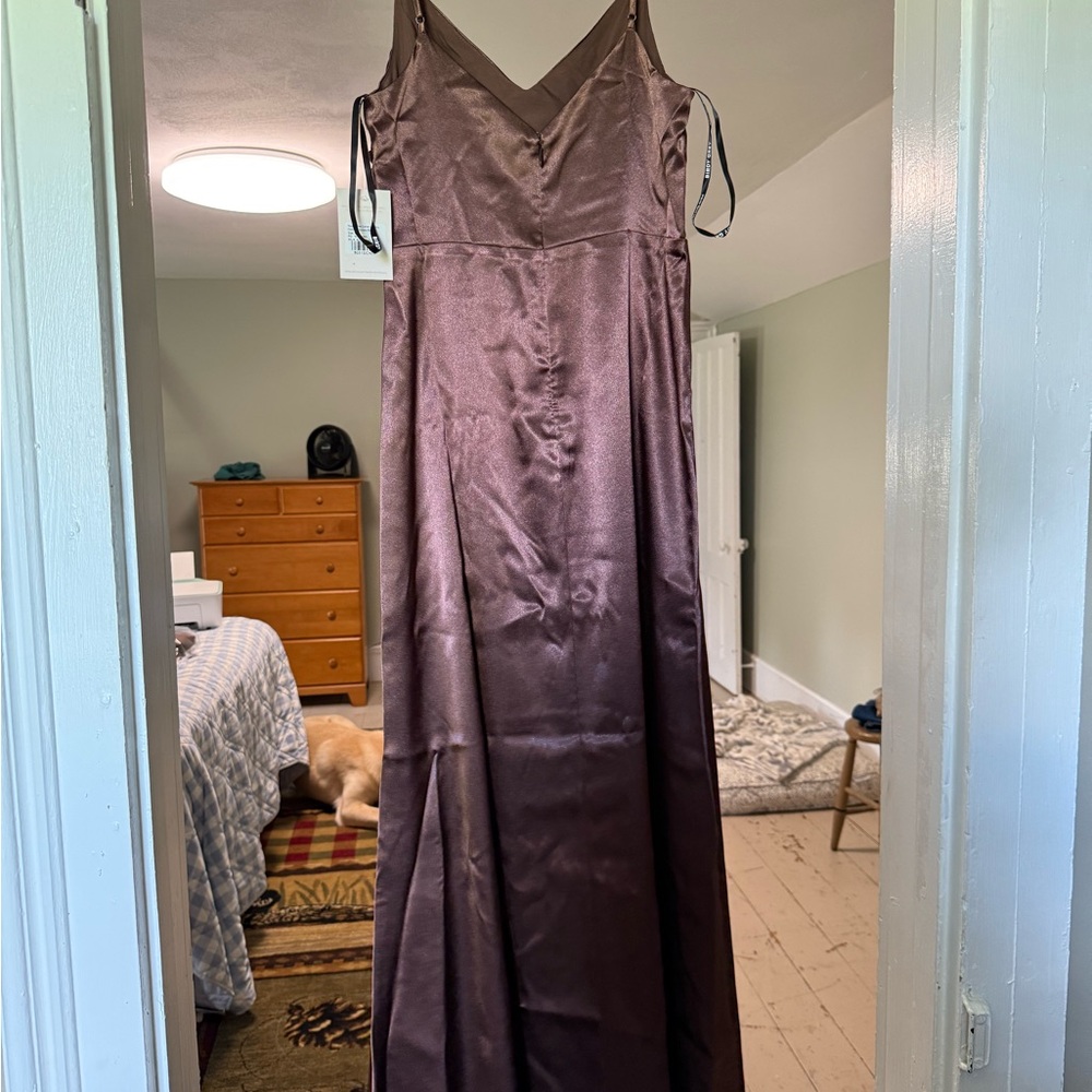 Birdy Grey Catherine Shiny Chocolate Bridesmaid Dress